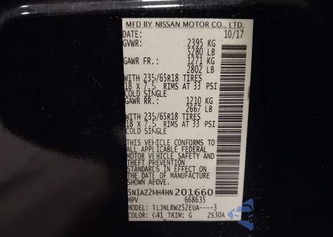 2017 Nissan Murano Sl z USA, uszkodzony, nr VIN 5N1AZ2MH4HN201660